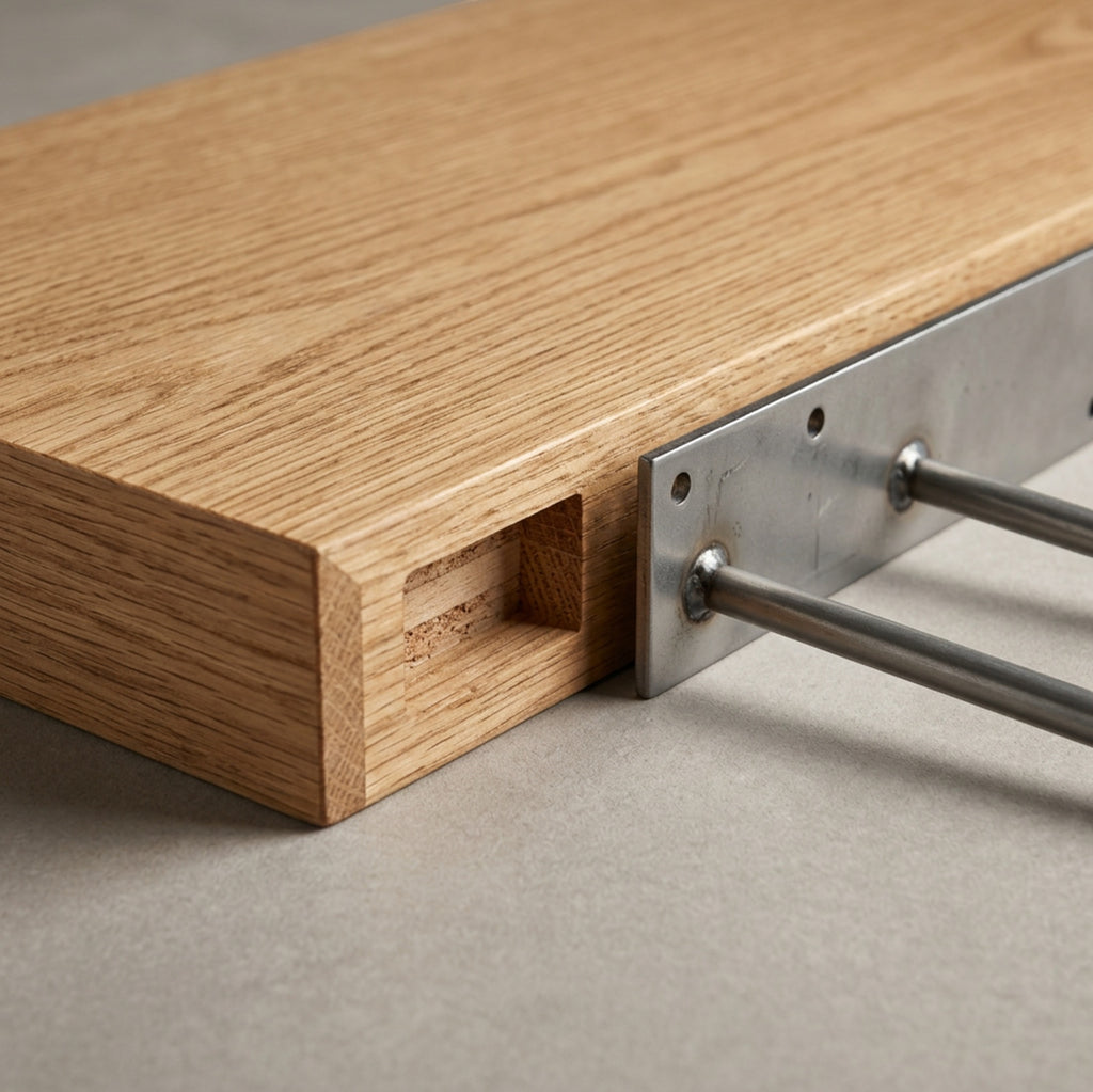 TIVD Railgrain Oak Floating Wall Shelf 24 x 8 in Natural - Detail view