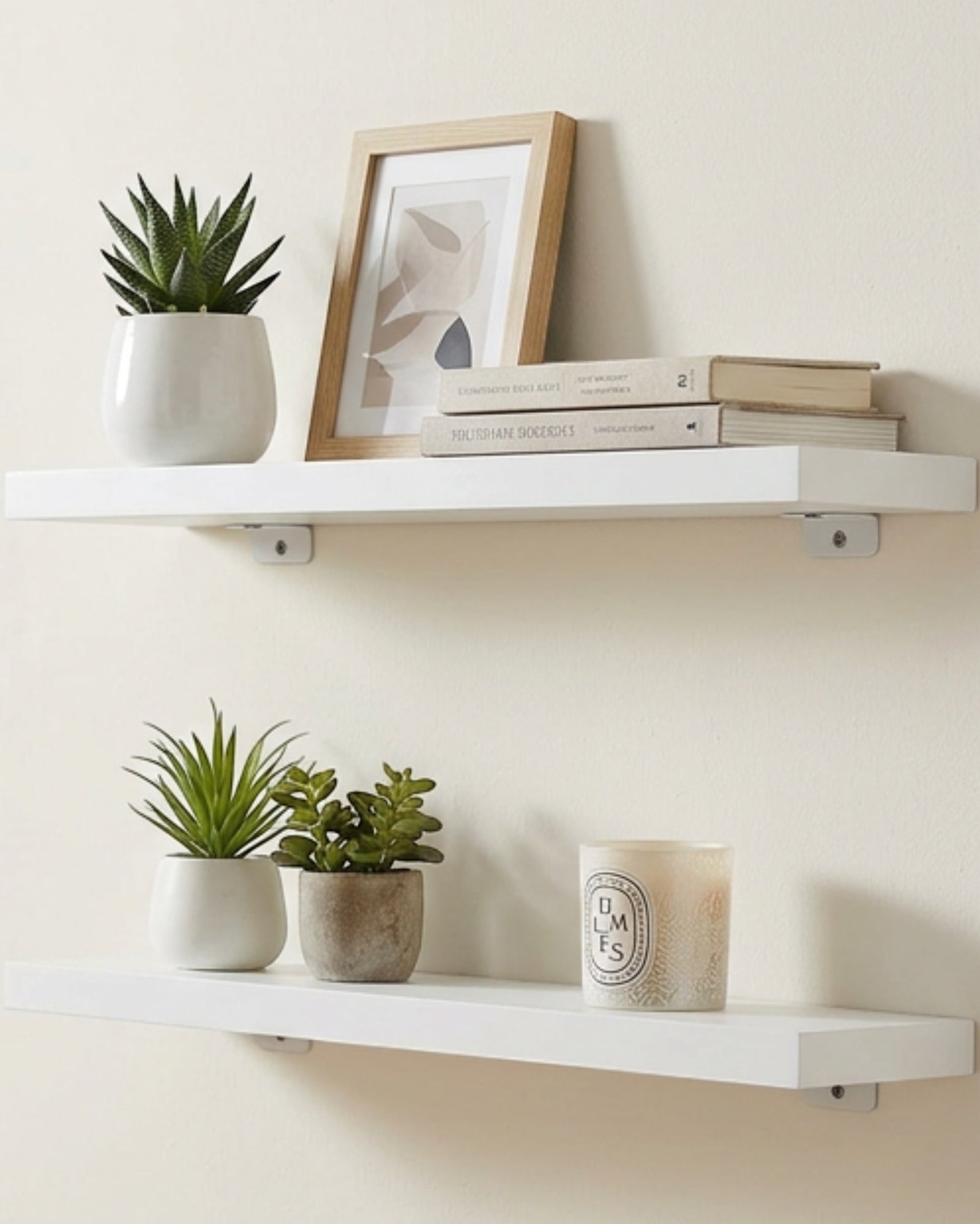 TIVD Slim Wooden Display Shelf White 18 Inch Pair