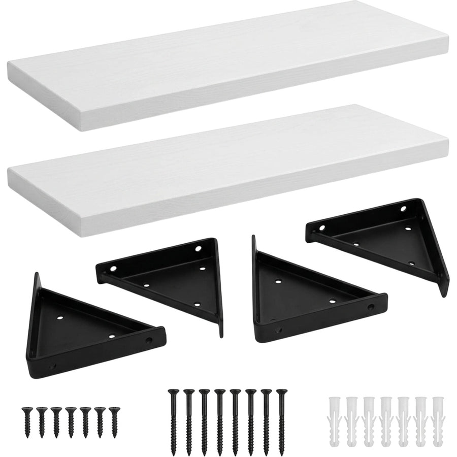 TIVD Twinbrace Pine Wall Shelves White 18 x 6 in Set of 2