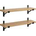 TIVD Wall Mounted Wood Shelf Oak 30 Inch Set of 2