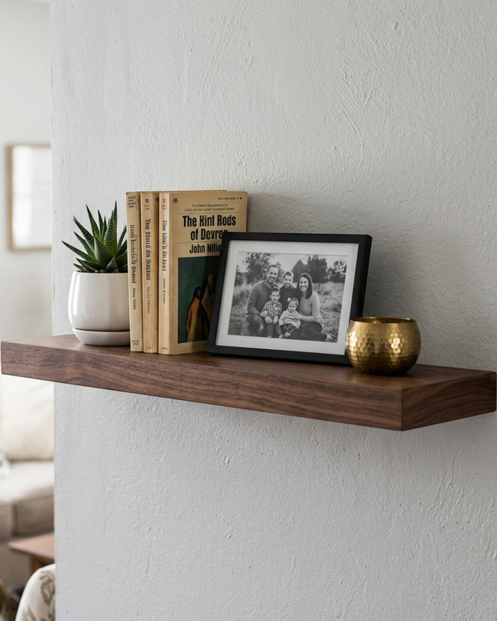 TIVD Wood Floating Wall Shelf Walnut 24 Inch