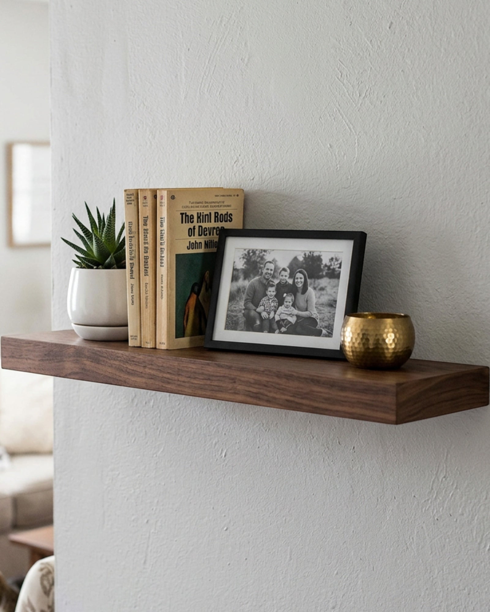 TIVD Wood Floating Wall Shelf Walnut 24 Inch
